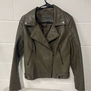 Fall olive green leather jacket large